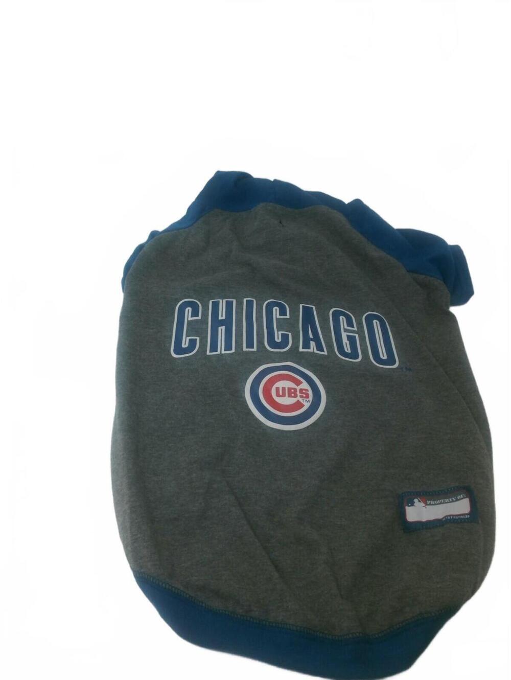 Chicago Cubs Dog Hoodie with Matching Bow Tie size L